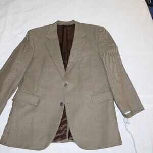 Jos A Bank Signature Collection Taupe Houndstooth Sport Jacket 43R Generous Fit